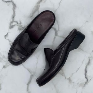 COLE HAAN wine brown leather mules slip on loafers